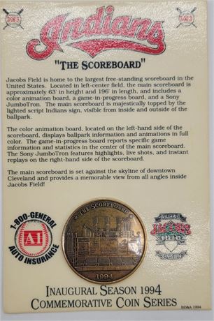 1994 Cleveland Indians Inaugural Collector Coin NiB
