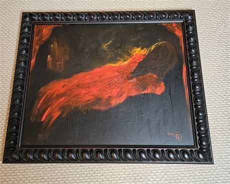 Abstract Framed Oil Painting Signed