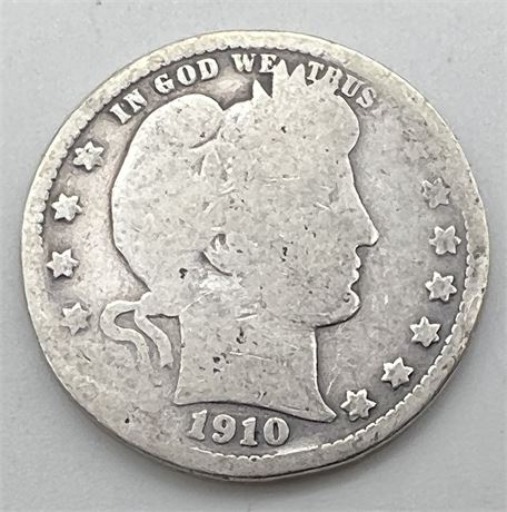 1910 Silver Barber Quarter