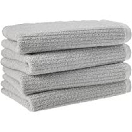 Amazon Aware 100% Organic Cotton Ribbed Bath Towels - Bath Towels, 4-Pack, Light