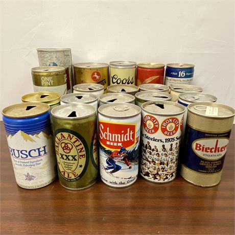 Mixed Lot of 20 Vintage Pull Tab Beer Cans