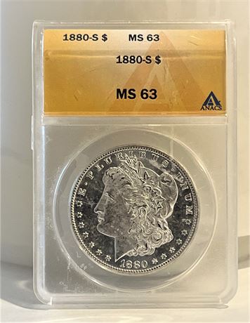 1880 S Silver Morgan Dollar ANACS MS63
