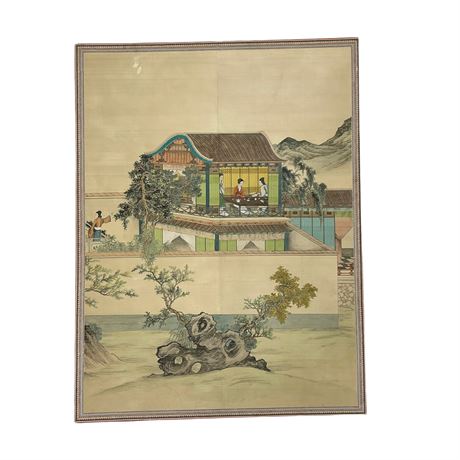 Vintage Chinese Silk Landscape Painting (Oversized)