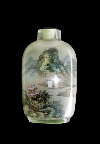 Early Reverse Hand-painted Landscape Scene Chinese Snuff Bottle