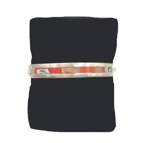 Red Abalone and Enamel Inlay Bracelet