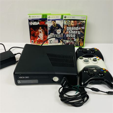 Microsoft Xbox 360 S Bundle w/ Games and Remotes - Model 1439