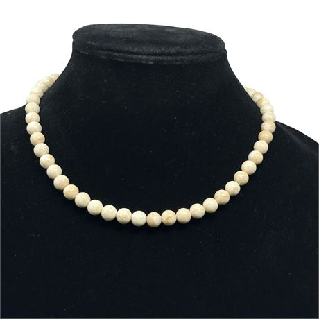 Vintage Cream Color Semi Precious Stone Bead Necklace