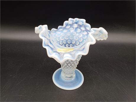 Fenton Opalescent  Hobnail Ruffled Vase