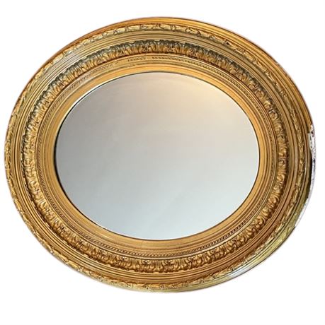 Antique Carved Gilt Gesso Oval Wall Mirror