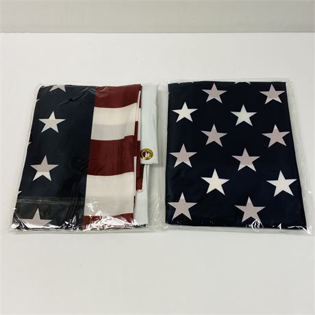 New Pair of Vinyl American Flags - 36" x 60"