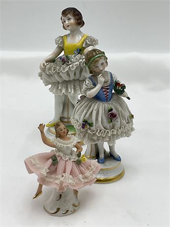 Delicate Porcelain Lace German Figurines