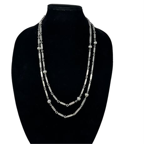 Long Silver Tone Necklace