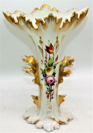Porcelain vase floral gold Leaf 9"