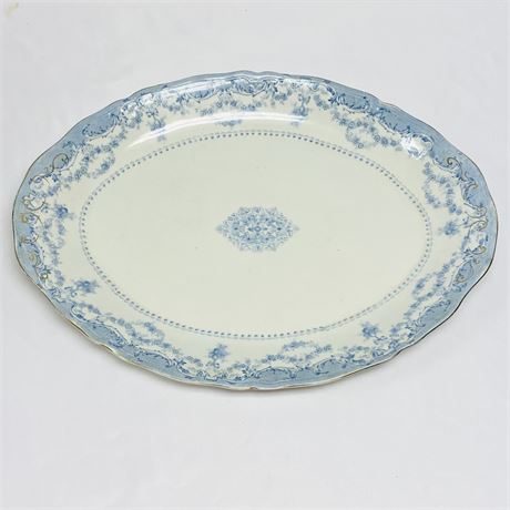 Large Antique Blue Como Porcelain Turkey Platter