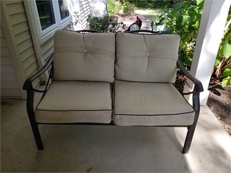 Cushioned Patio/Outdoor Love Seat w/Cover