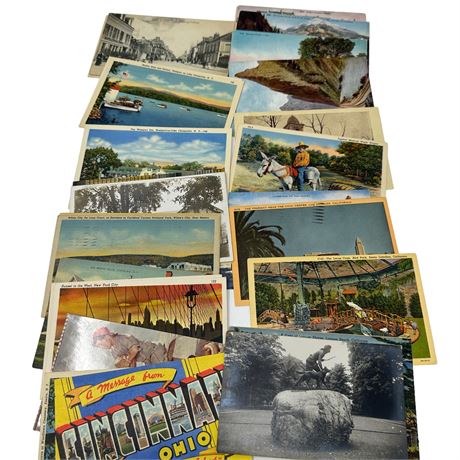 Over 20 Vintage Postcards Linen Heavy