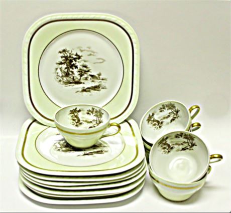 Limoges France Tea Cup and Plate Breakfast Set for Six (6) by Charles Ahrenfeldt