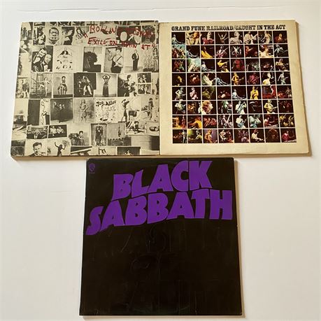Vintage Vinyl Records Lot of 3: Black Sabbath, Rolling Stones, Grand Funk