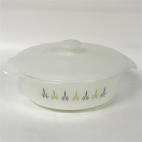 Fire King, Star Flame Oval Covered Casserole, Vintage