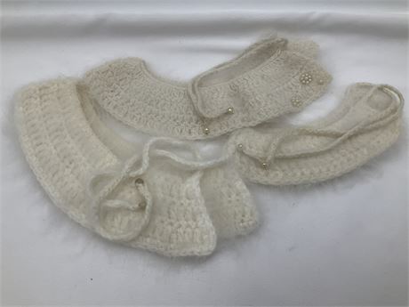 Delicate Hand Knitted Antique Sweater Collars