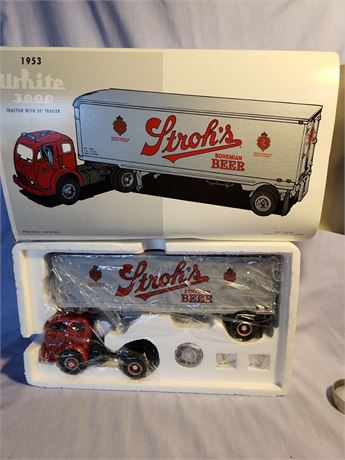 FIRST GEAR 1953 WHITE 3000 TRUCK TRACTOR STROHS BOHEMIAN BEER 1/34 SCALE NIB