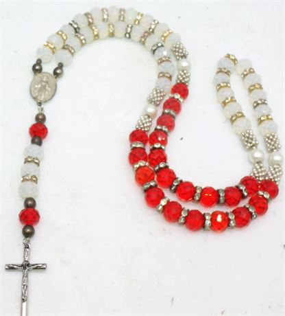 Crystal Rosary Beads Cross