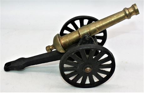 Brass & cast iron cannon desk item