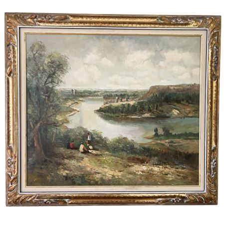 Burnett Signed Landscape Oil on Canvas