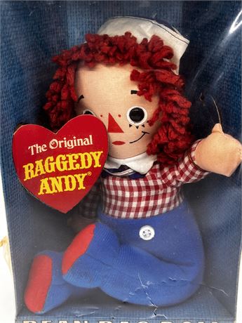 Rare NIB Original Raggedy Andy Bean Bag Doll 1972 Knickerbocker Style #3603