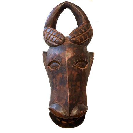 African Cameroon Carved Water Buffalo Mask