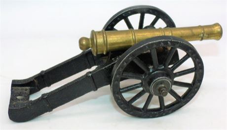Brass and cast cannon figure