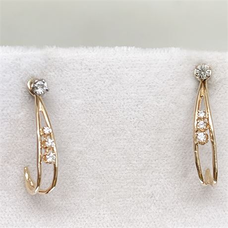 Diamond Stud Earrings With Gold and Diamond Hoop Jackets