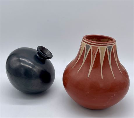 Mata Ortiz Style Pottery Jar and Painted Pottery Jar