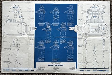 MGM Art Dept. 1970s Forbidden Planet Robby the Robot Blueprint Poster