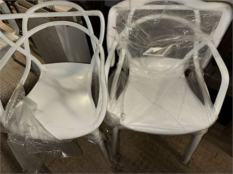 NEW(2) Modway Entangled Modern Molded Plastic Four Dining Armchairs in White