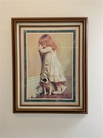 Girl with Dog Framed Print