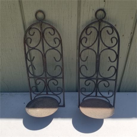 Two (2) Decorative Metal Candle Holders