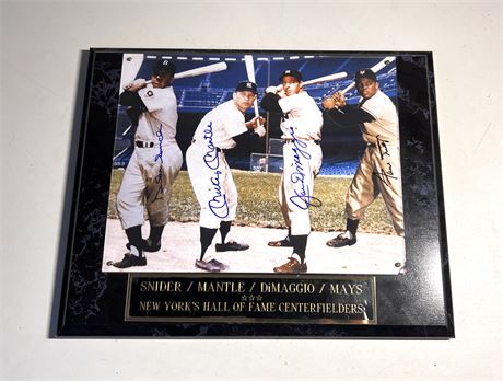 Mickey Mantle Joe Dimaggio Willie Mays Signed Framed 10x13" Plaque w/COA