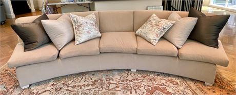 Custom Cream Upholstered Curved Sofa