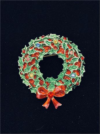 Vintage Christmas Wreath with Colored Rhinestones