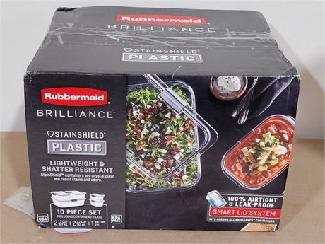 New in box Rubbermaid Brilliance 10 pc. Stainshield Container Set
