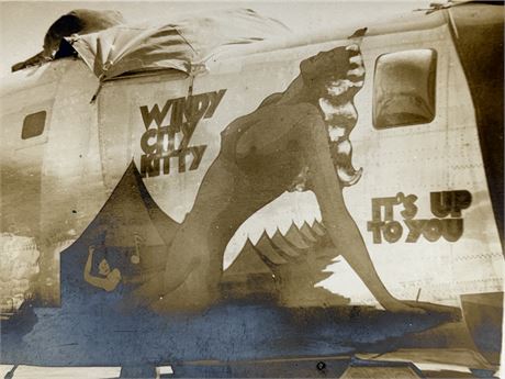 WW2 US Airplane Photo Crew Art Windy City Kitty