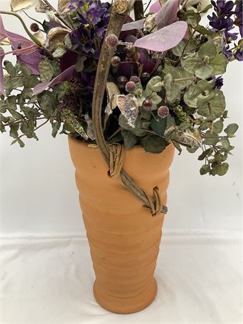 Terracotta Vase with Silk Arrangement