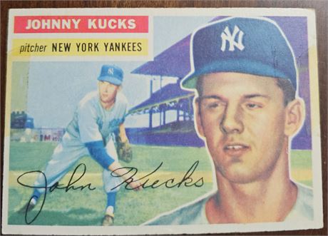 1956 Topps Johnny Knucks #88 New York Yankees Baseball Card White Back