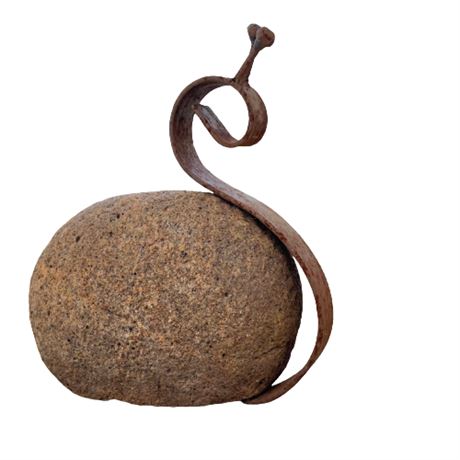 Stone and Metal Yard Art Snail