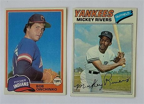 1970s CLEVELAND INDIANS Bob Owchinko #536/ NY YANKEES Mickey Rivers #305