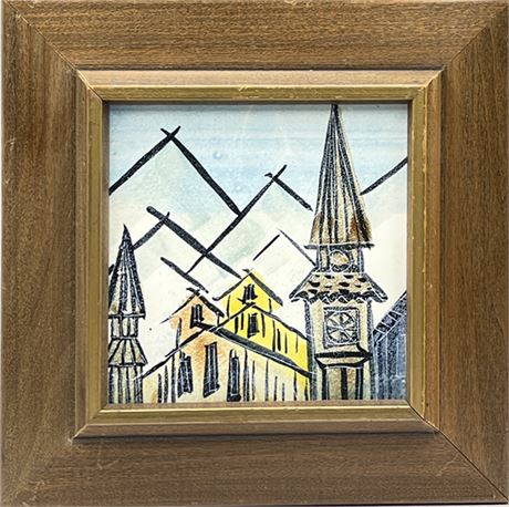 Harris G Strong Hand Painted Framed Tile #71, Church