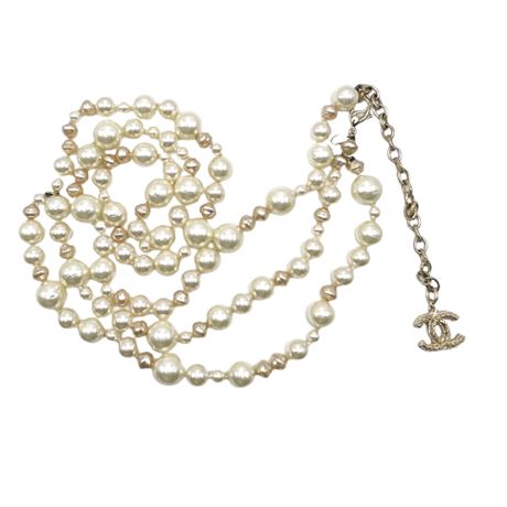 Chanel Baroque Faux Pearl Double Drop Belt