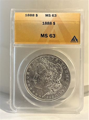 1888 Silver Morgan Dollar ANACS MS63