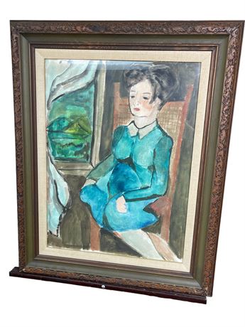McDougal Woman Sitting Watercolor Framed